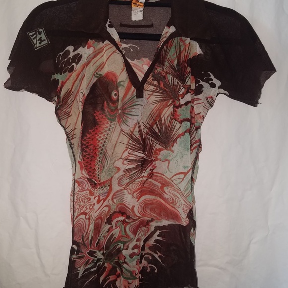 Jean Paul Gaultier Soleil Mesh Koi Shirt JPG - Picture 1 of 6